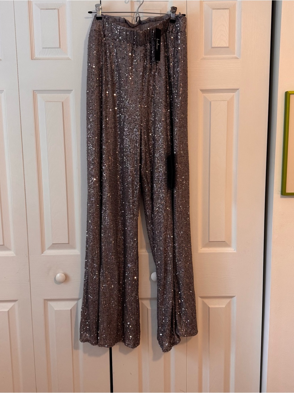 Lulu's Silver Sequin Wide-Leg Pants
